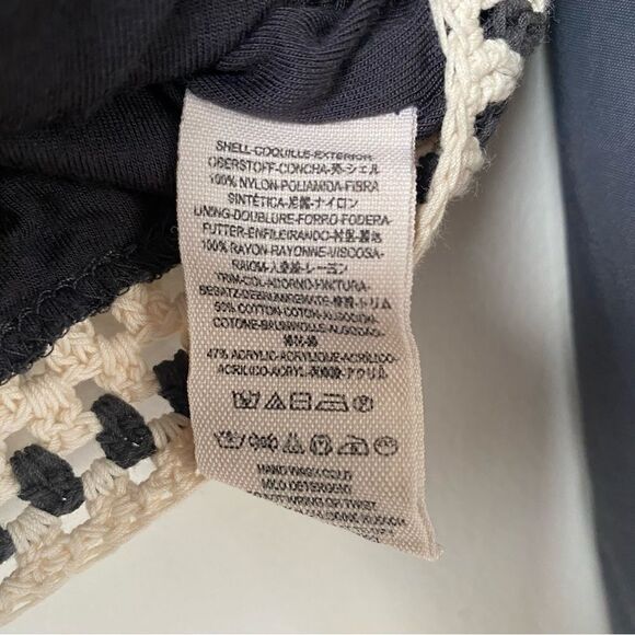Free People Washed Black Crochet Inset Full zip cropped Baseball bomber Jacket - Picture 7 of 16